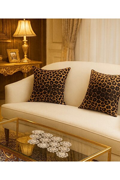 Çeyiz Bahçesi وسادة رمي بنمط الفهد مزدوجة الجوانب وسحاب مخفي 100% قطن مكونة م...