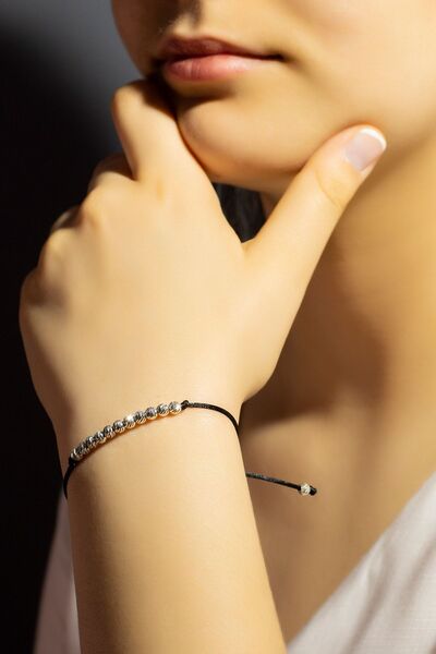 Safir Jewellery 925 Ayar Gümüş Dorika Toplu Makrome İpli Kadın Bileklik – Hed...