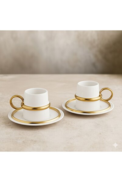 Jumbo Bond 4 Parça 2 Kişilik Kahve Fincan Takımı Gold