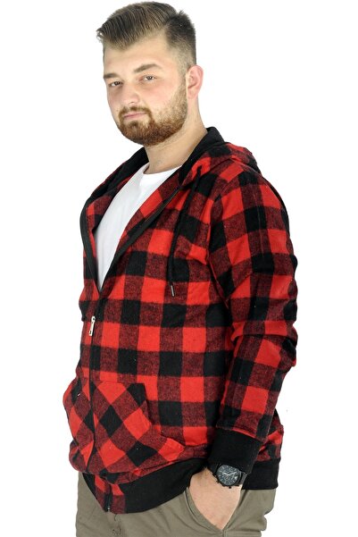 ModeXL Mode Xl Men's Lumberjack Hooded Sweat Pocket 21574 Red