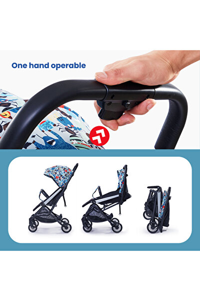 Ominii Lightweight foldable baby stroller with Reclining Seat, Large Canopy & Basket