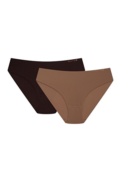 ESOTIQ Women's Panties Set 2-Pack Briefs Normal Waist Polyamide Invisible Zero Feel Design | Peachy
