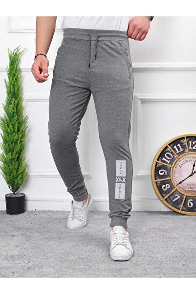 comstar Чоловічі спортивні штани з еластичним поясом і принтом, кольору димчастого, для бігу