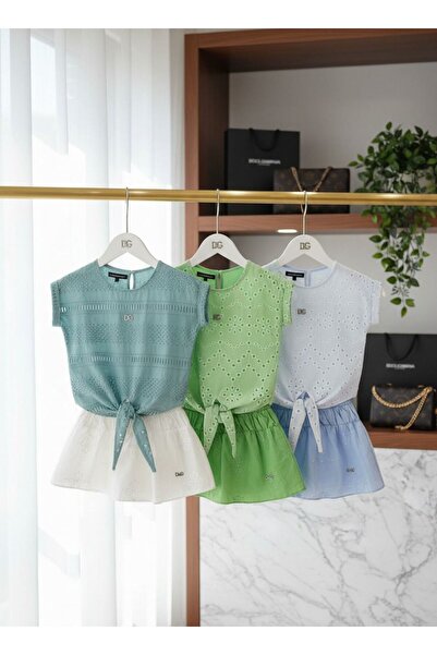 MCLKKİDS Summer Girl's Set with Scalloped Skirt