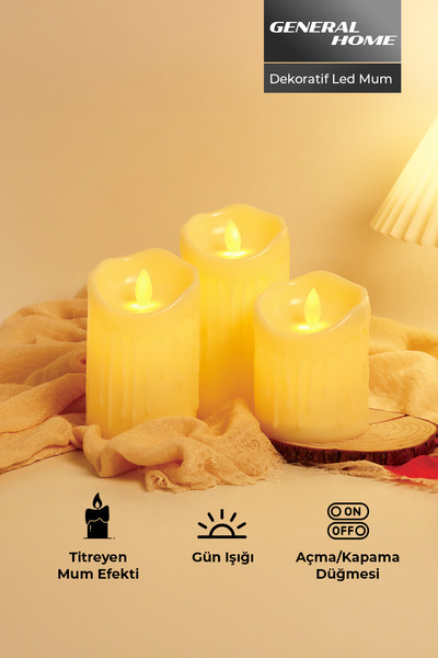 mystylee Mystyle 3'Lü Titreyen Dekoratif Led Mum