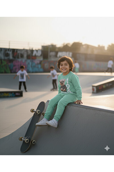 Lupita 3-6 Years Old Teddy Bear Printed Cotton Crew Neck Children's Tracksuit Set |   Transitional