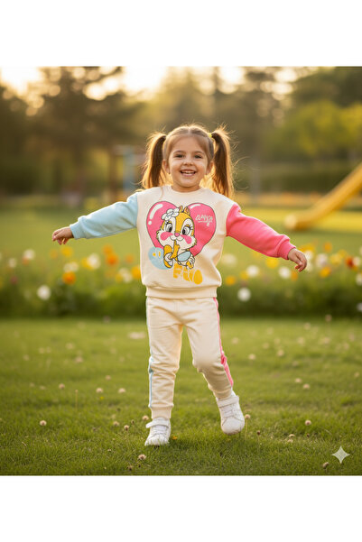 çıtır betüş 2-7 Years Old Teddy Bear Chip & Dale Patterned Children's Tracksuit Set |   Transitional