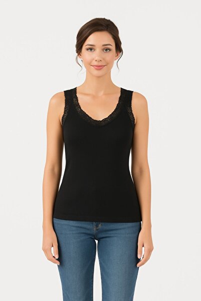 MİSSEMMA Women's Oversized Sports Blouse with Straps and Lace