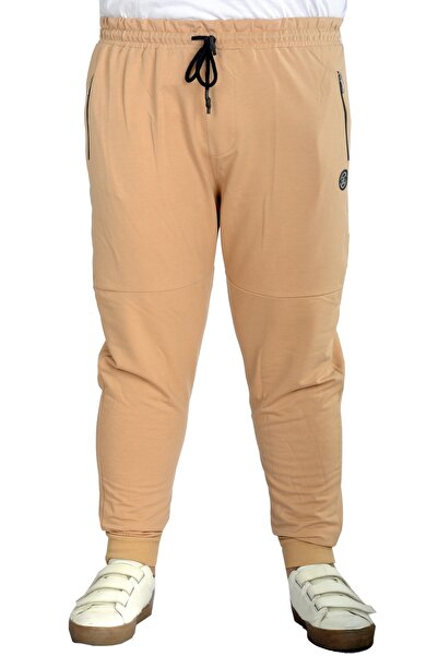 ModeXL Mode Xl Large Size Sweatpants Darpaça Zippered 22501 Beige