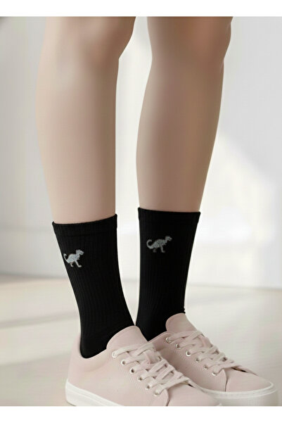 AYDK Dinosaur T-Rex Embroidered Black and White Fun Summer Winter Cotton Unis...