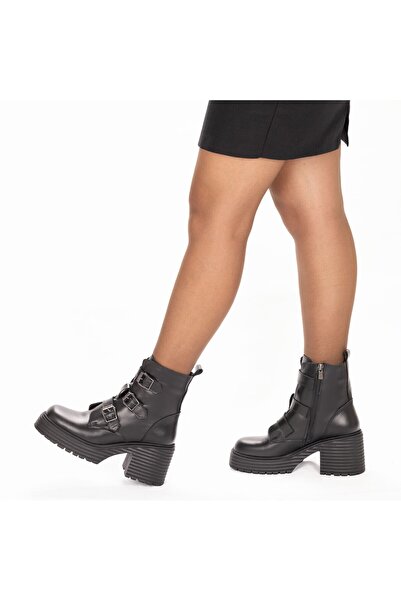 TwoEgoist Γυναικείες καθημερινές μπότες με τακούνι 8 εκ. από γνήσιο δέρμα