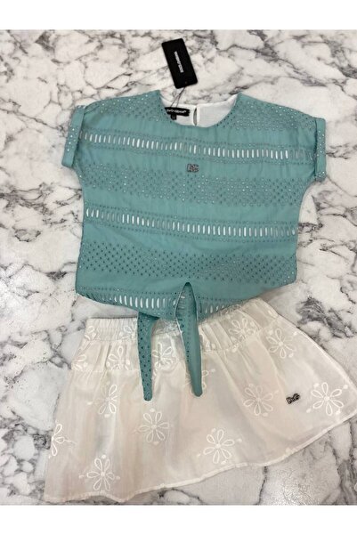 MCLKKİDS Summer Girl's Set with Scalloped Skirt