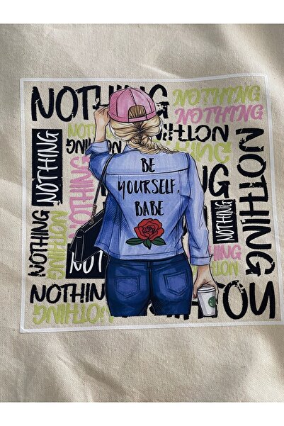 Gönülden Tasarım 20x20 Cm Tricou Imprimat Aplicație Crestă cu Fată și Text care se lipsește cu fier de călcat