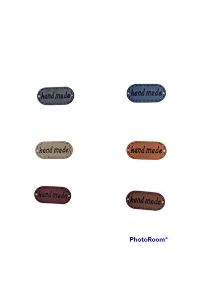 Zedhobi 12 Adet Renkli Handmade Yazılı Deri Etiket Dikdörtgen Oval Model Etiket