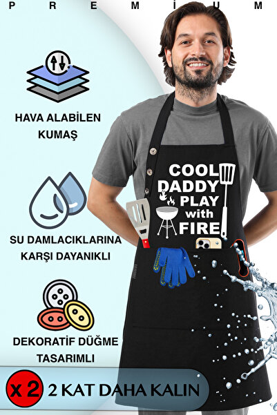 TOSHE Mutfak Önlüğü Suya Dayanıklı Barbekü Önlüğü, Şef Önlüğü 2 Geniş Cepli B...