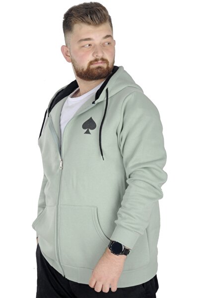 ModeXL Mode Xl Чоловічий світшот з капюшоном і блискавкою 22539 Водяно-зелений