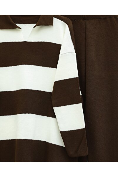 Modamorfo V-Neck Knitwear Set with Pants - K. Brown