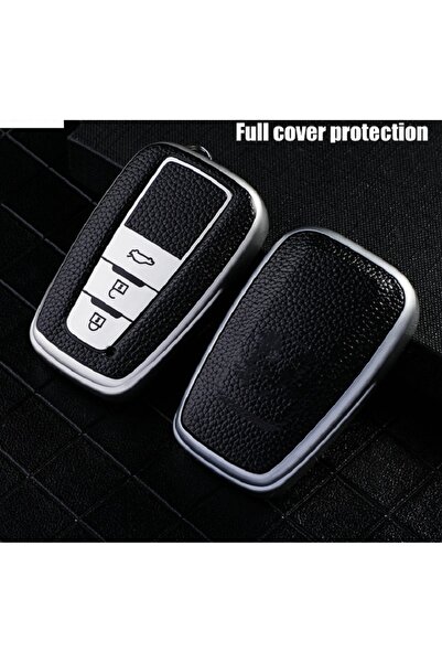 OEM Husă cheie TPU argintie cu negru pentru chei Toyota cu 3 butoane (Corolla, Prius, Camry, C-HR, RAV)