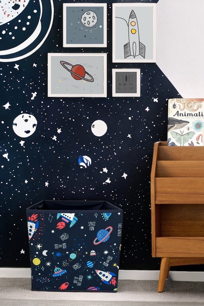 PH Prendi Home صندوق تخزين ألعاب الملابس بدون غطاء قابل للطي باللون الأزرق ال...