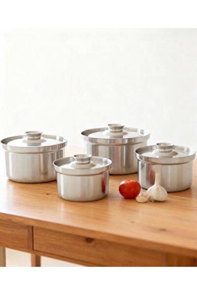 Top Chef 4-Piece Aluminium Cookware Pot Set Sizes 12, 14, 16, and 18 cm Silver