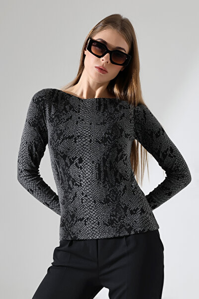 Şiir Bluză și top Jacquard cu mânecă lungă, negru, gri, pentru femei, Jerdev ...