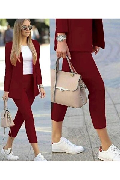 rengastyle Atlas fabric jacket pants suit(Burgundy)