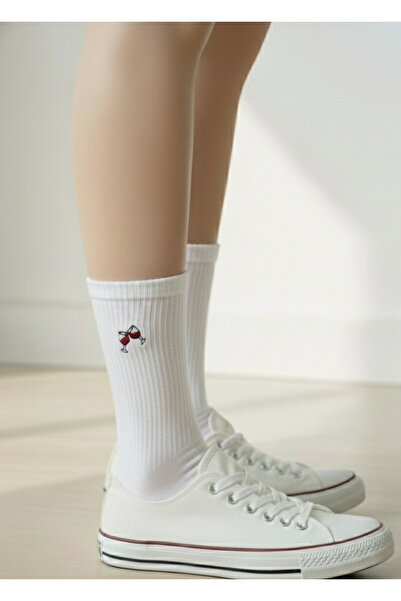 AYDK Червена винена чаша Бродирана ежедневна лятна и зимна единична чорапка