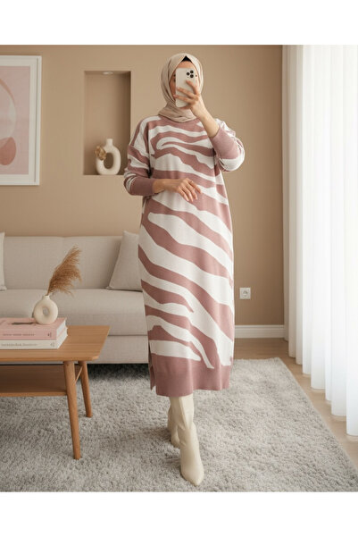 Modamorfo Πλεκτό φόρεμα με σχισμένο σχέδιο -G.Kurusu