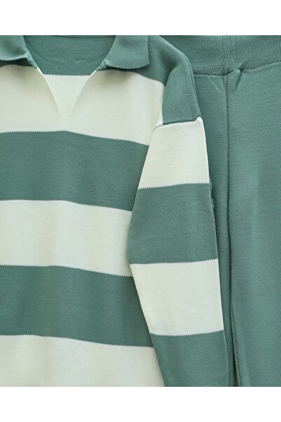 Modamorfo V-Neck Knitwear Set with Trousers - Mint