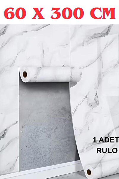 Renkli Duvarlar 60cmx300cm Tek Parça Yapışkanlı Rulo Mermer Desenli Duvar Pan...