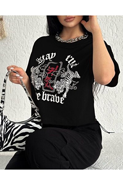 Modamorfo Кругла комір з принтом Crop T-shirt - Чорний