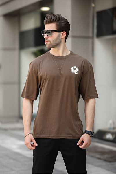 comstar Men's Ball Print Short Sleeve Crew Neck Coffee T-Shirt