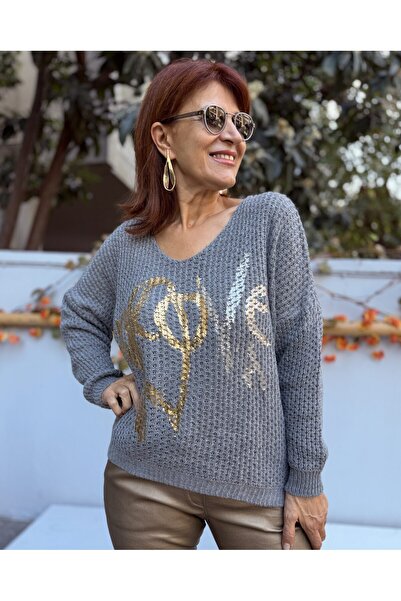 DenizEge Italian Love Sweater Gray