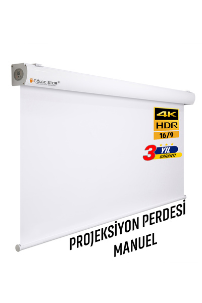 GÖLGE STOR Manuel En150cm Boy160cm Projeksiyon Perdesi Yeni Akıllı Kumaş Blac...