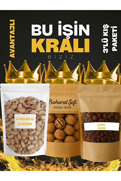 Baharat Şefi Yeni Mahsül 1KG Ceviz+1KG Kuru Üzüm+1KG Badem