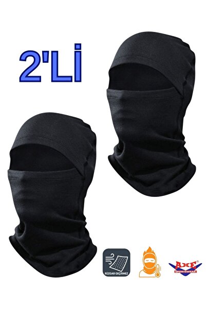 AXE SPORTSWEAR Siyah 2'li İnce Rüzgar Geçirmez Termal Kar Maskesi Balaclava M...
