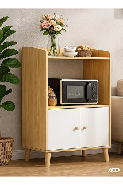 AGD Kitchen Storage Side & Corner Coffee Cabinet, 2 Doors 2 Drawers, 70x40x118 cm