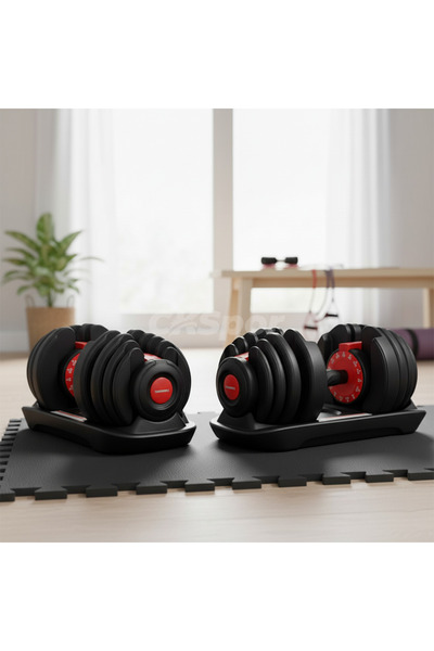 CKSpor 2 Adet 40 Kg Ayarlanabilir Mekanizmalı Dambıl Seti Ev Fitness ve Güç Antrenman Seti