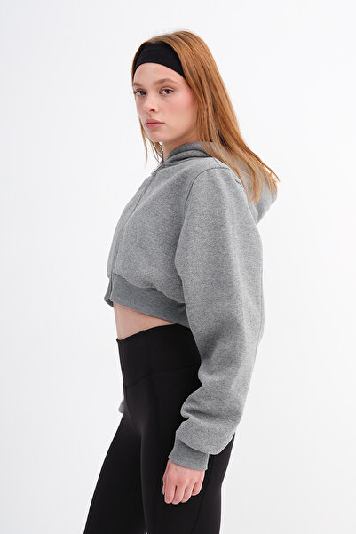 Addax Fleece-Lined Crop Sweatshirt H1526-T9
