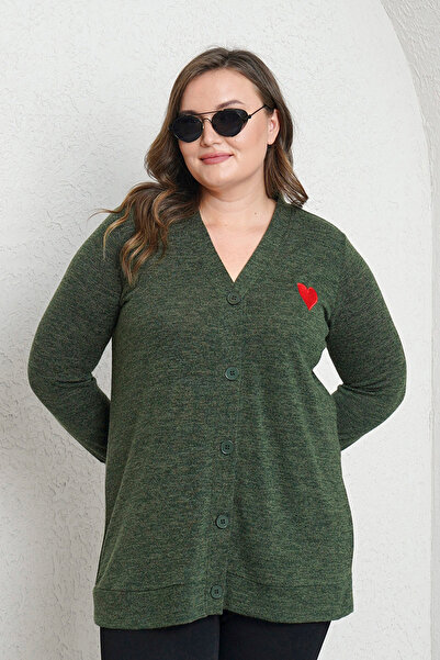 Büyük Moda Heart Embroidered Knitwear Cardigan