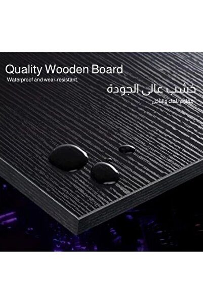 EGG Gaming Desk L-Shaped, Black Home Office Table, Writing Workstation 130x46x75cm