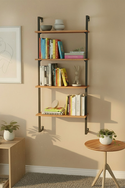 Euromob 4 Raflı Çam Rengi Çok Amaçlı Kitaplık / Dekoratif Duvar Rafı – Kolay ...