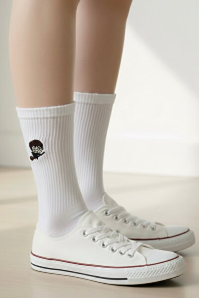 AYDK Șosete drăguțe unisex, brodate cu Harry Potter, alb, de vară și iarnă