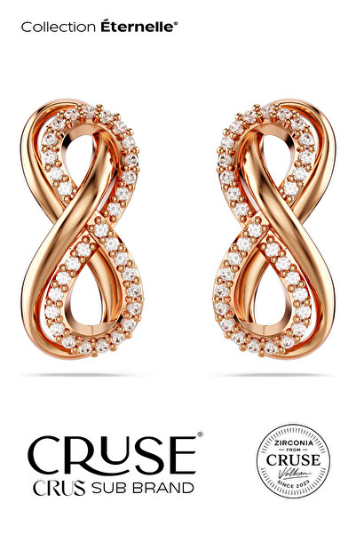 Cruse 925 Ayar Gümüş Aşkın Sonsuzluğu Küpe 18 Ayar Rose Altın Kaplama