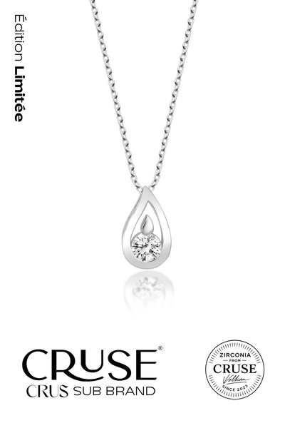 Cruse 925 Ayar Gümüş Larmes d’Éclat Damla Kolye 18 Ayar Beyaz Altın Kaplama É...