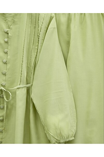 Modamorfo Lapel Lace-Up Buttoned V-Neck Tunic Trousers Set -A.Green