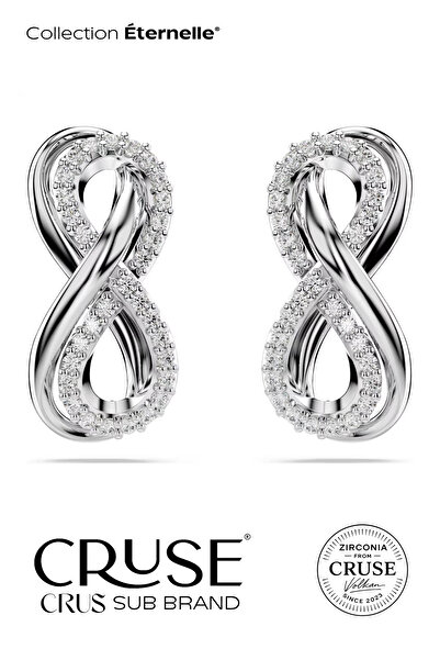 Cruse 925 Ayar Gümüş Aşkın Sonsuzluğu Küpe 18 Ayar Beyaz Altın Kaplama