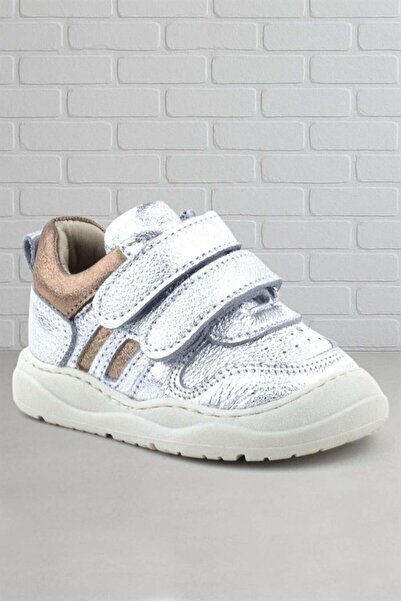 Rakerplus Schaggy Genuine Leather Silver Shiny Baby Sneakers