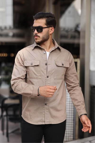 comstar Men's Oversize Wide Cut Double Pocket Denim Jacket