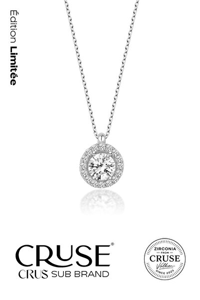 Cruse 925 Ayar Gümüş Couronne de Lumière Kolye 18 Ayar Beyaz Altın Kaplama Éd...